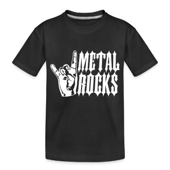 Heavy Metal Rocks Hard Rock Musik Text Spruch Logo - Kinder Premium Bio T-Shirt - Schwarz - Vorne