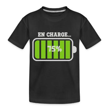 Battery at 75% charge - Kids' Premium Organic T-Shirt - black - Front