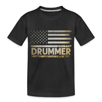 Drapeau américain tambour Patriot Tambour Mélomane Dru - T-shirt bio Premium Enfant - noir - Devant