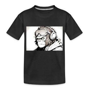 Singe cool dans un style futuriste - T-shirt bio Premium Enfant - noir - Devant