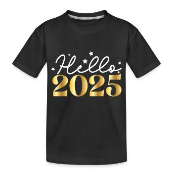 Hello 2025 – Spaßiges Silvester Design mit Sternen - Kinder Premium Bio T-Shirt - Schwarz - Vorne