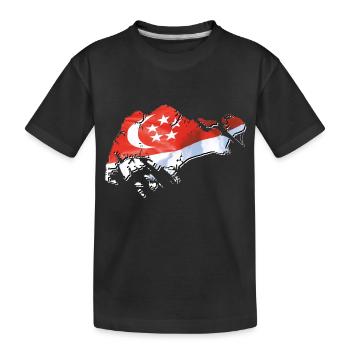 Drapeau de Singapour sur la carte de Singapour - T-shirt bio Premium Enfant - noir - Devant