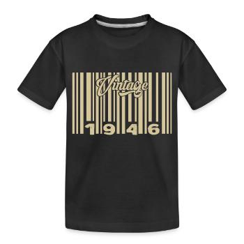 Jahrgang 1946 Barcode 1946: Jahr 2025. - Kinder Premium Bio T-Shirt - Schwarz - Vorne