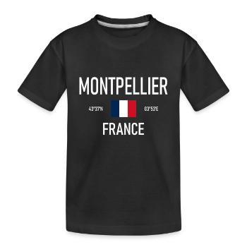 Montpellier - France Frankreich Flagge Koordinaten - Kinder Premium Bio T-Shirt - Schwarz - Vorne