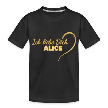 LiebeDich Alice - Kinder Premium Bio T-Shirt - Schwarz - Vorne