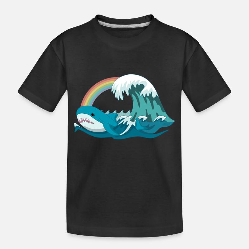 Pride Blahaj mit Regenbogen - Kinder Premium Bio T-Shirt - Schwarz