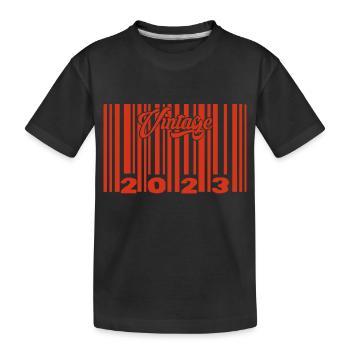 Vintage 2023 born in 2023 2 years bar code anniversair - Kids' Premium Organic T-Shirt - black - Front