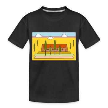 Landscape with cypress trees - Kids' Premium Organic T-Shirt - black - Front