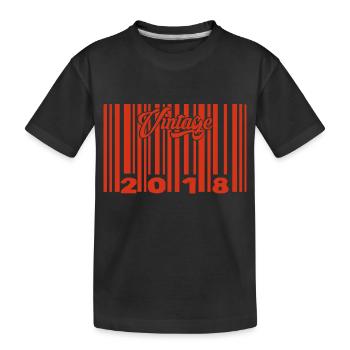 Vintage 2018 born in 2018 7 years bar code anniversair - Kids' Premium Organic T-Shirt - black - Front