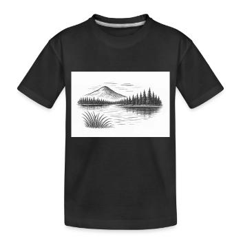 Bergpanorama hinter See - Kinder Premium Bio T-Shirt - Schwarz - Vorne