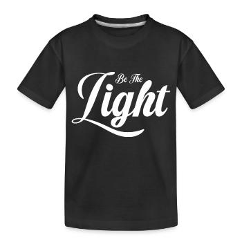 Sei das Licht | Weiße Typografie reinigen - Kinder Premium Bio T-Shirt - Schwarz - Vorne