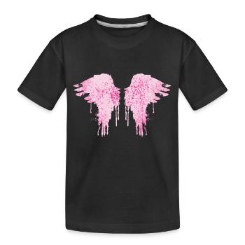 engelsflügel,pink,bunte flügel,graffiti - Kinder Premium Bio T-Shirt - Schwarz - Vorne