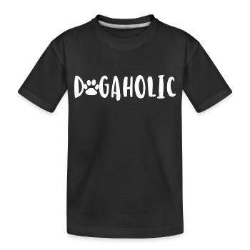 Dogaholic - Kinder Premium Bio T-Shirt - Schwarz - Vorne