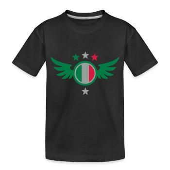 Football Emblem (wings, Italy) - Kids' Premium Organic T-Shirt - black - Front