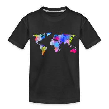 map of the world - Kids' Premium Organic T-Shirt - black - Front