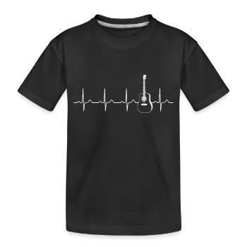 Guitar heartbeat guitarist music rocker rock punk - Kids' Premium Organic T-Shirt - black - Front