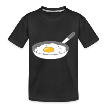 poêle à frire oeuf au plat cuisson rôti manger jaune d'oeuf - T-shirt bio Premium Enfant - noir - Devant