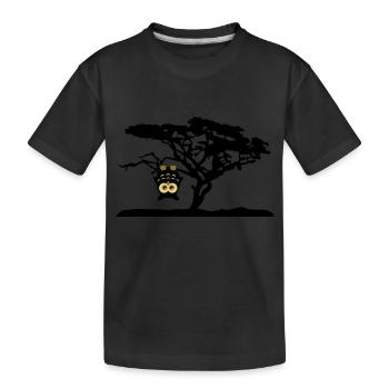 Eule Kopfüber Baum Hängen Different - Kinder Premium Bio T-Shirt - Schwarz - Vorne