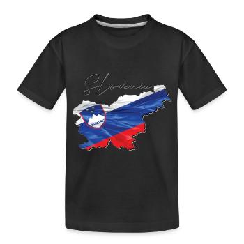 Slowenien Flagge in der Slowenien Landkarte EN - Kinder Premium Bio T-Shirt - Schwarz - Vorne