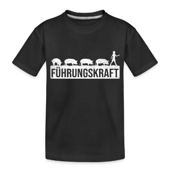 Schweine Landwirtin Bäuerin Schwein Führungskraft - Kinder Premium Bio T-Shirt - Schwarz - Vorne