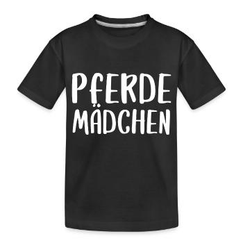 Pferdemädchen Pferd Mädchen Kinder Schrift - Kinder Premium Bio T-Shirt - Schwarz - Vorne
