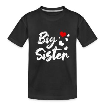 Big Sister Siblings Sweetheart - Kids' Premium Organic T-Shirt - black - Front