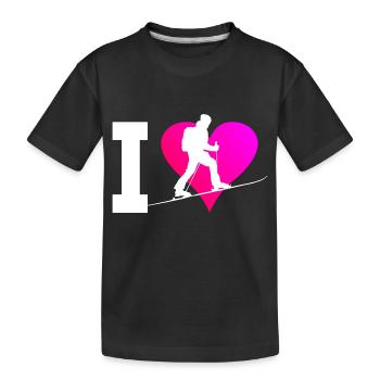 Men's Ski Touring Ski Ski Tour Ski Mountaineering - Kids' Premium Organic T-Shirt - black - Front