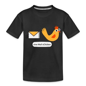Mail Chicken Email Huhn Hahn Küken Henne Post - Kinder Premium Bio T-Shirt - Schwarz - Vorne