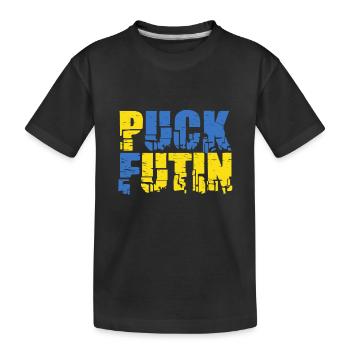 Puck Futin - Kids' Premium Organic T-Shirt - black - Front