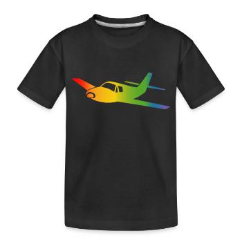Flugzeug Regenbogen Verlauf - Kinder Premium Bio T-Shirt - Schwarz - Vorne