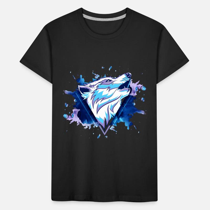 Wolf Wolfhead Predator Splash Grunge Art T-shirt bio Premium Enfant