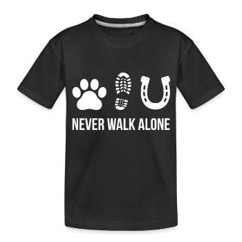 Never Walk Alone Pferd Hund - Kinder Premium Bio T-Shirt - Schwarz - Vorne