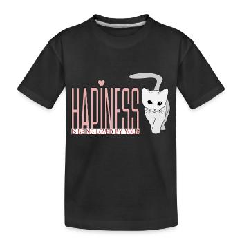 Happiness is being loved by your cat - Kinder Premium Bio T-Shirt - Schwarz - Vorne
