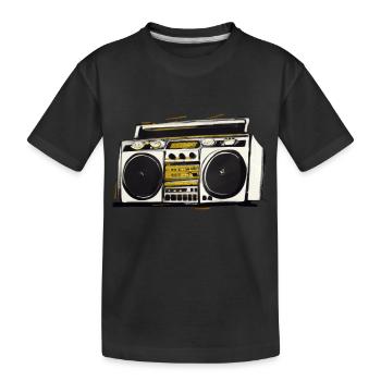 Hip Hop Beat Producer Retro Ghetto Blaster 1990s - Kinder Premium Bio T-Shirt - Schwarz - Vorne