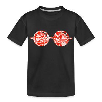 Herz-Lünette - Kinder Premium Bio T-Shirt - Schwarz - Vorne