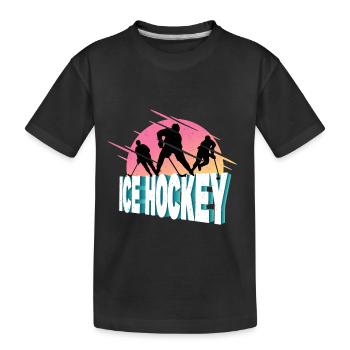 Eishockey Spieler Sport Fan Team Vintage Retro - Kinder Premium Bio T-Shirt - Schwarz - Vorne