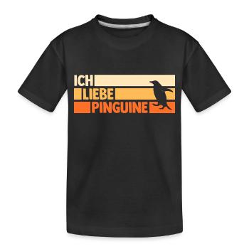 Tiermotiv Pinguin - Kinder Premium Bio T-Shirt - Schwarz - Vorne