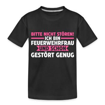 Feuerwehr Feuerwehrfrau - Kinder Premium Bio T-Shirt - Schwarz - Vorne