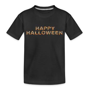 Happy Halloween Kürbis Schriftzug gruselig gruselig - Kinder Premium Bio T-Shirt - Schwarz - Vorne
