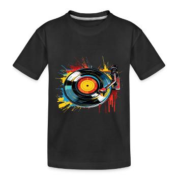 Vinyl Schallplatte Platte LP Plattenspieler Retro - Kinder Premium Bio T-Shirt - Schwarz - Vorne