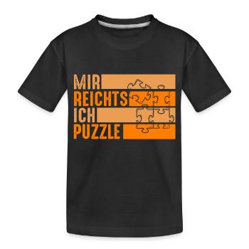 Puzzlefan Puzzler Puzzleteile Puzzle - Kinder Premium Bio T-Shirt - Schwarz - Vorne