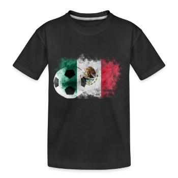 Mexico flag with soccer ball - Kids' Premium Organic T-Shirt - black - Front