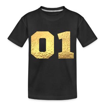 Nummer 1 Gold Glitter - 1. Jahrestag - Kinder Premium Bio T-Shirt - Schwarz - Vorne