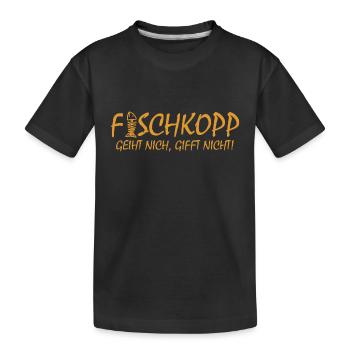 Fischkopp Fisch Fischkopf Küste Angler Fischer - Kinder Premium Bio T-Shirt - Schwarz - Vorne