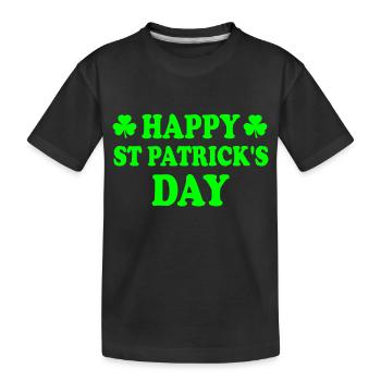happy st patrick's day - Kids' Premium Organic T-Shirt - black - Front