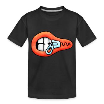 Reißverschluss Mund Illustration - Kinder Premium Bio T-Shirt - Schwarz - Vorne
