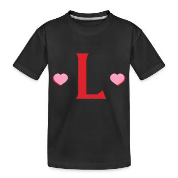 Lettre l cœurs rouges - T-shirt bio Premium Enfant - noir - Devant