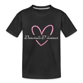 Brautjungfer Rosa Herz Glitzer - Kinder Premium Bio T-Shirt - Schwarz - Vorne