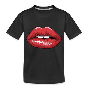 Lèvres rouges pulpeuses - T-shirt bio Premium Enfant - noir - Devant