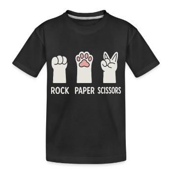 Rock Paper Scissors Cats Paws - Kids' Premium Organic T-Shirt - black - Front